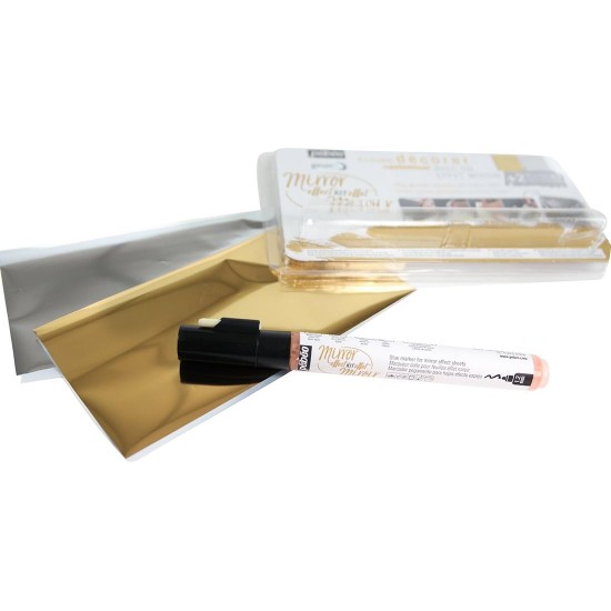 Pebeo Gedeo, Mirror Effect Kit, 1.2 mm Gilding Paste Marker + 2 Mirror Effect Sheets